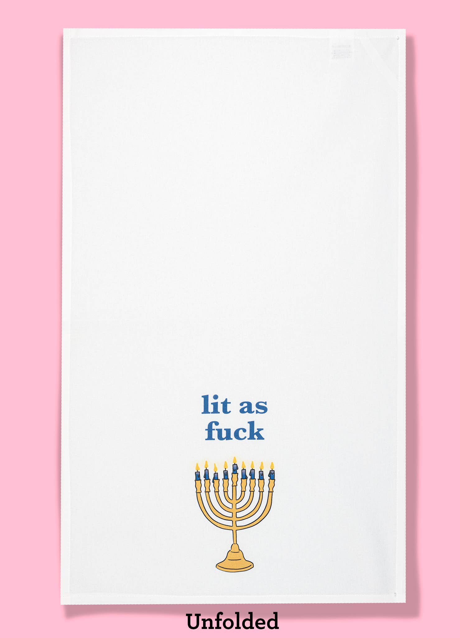 Bad Grandma Designs - Lit as Fuck Hanukkah Tea Towel