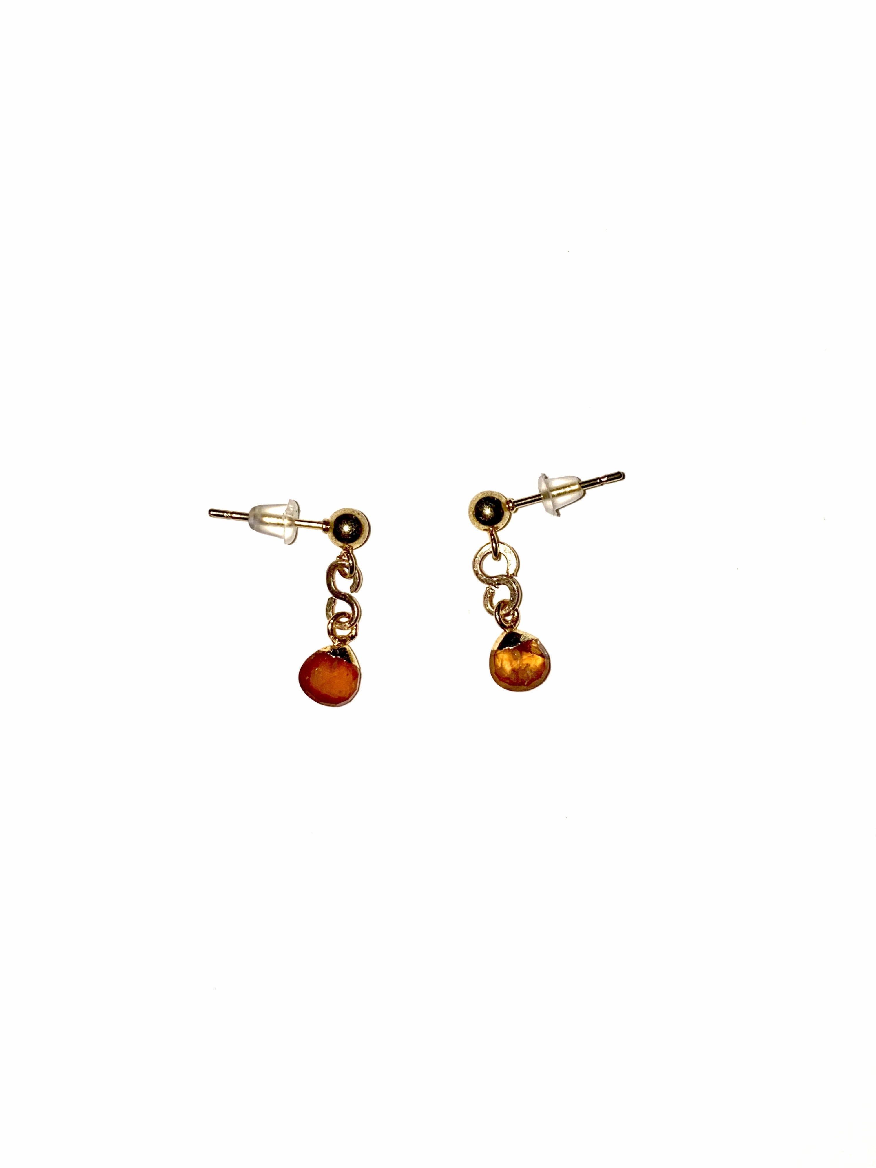 Live Oak Designs - Gold Wrapped Teardrop Carnelian Earrings