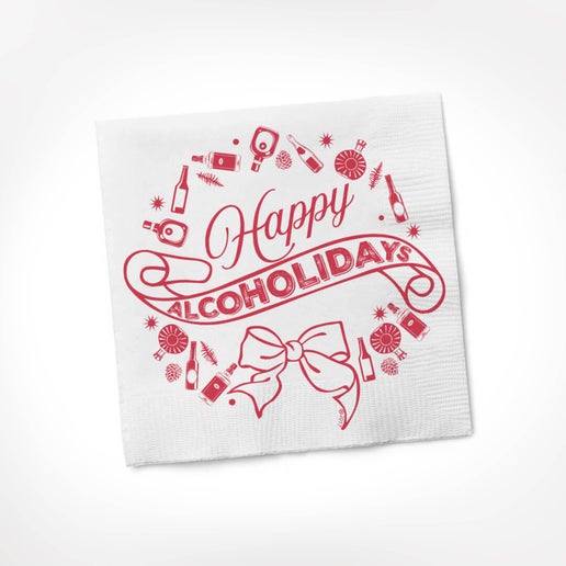 Twisted Wares - Happy Alcoholidays Cocktail Napkin
