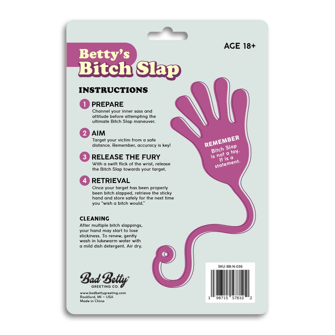Bad Betty Greeting Co. - Betty's Bitch Slap Sticky Hand - Funny Novelty Gag Gift
