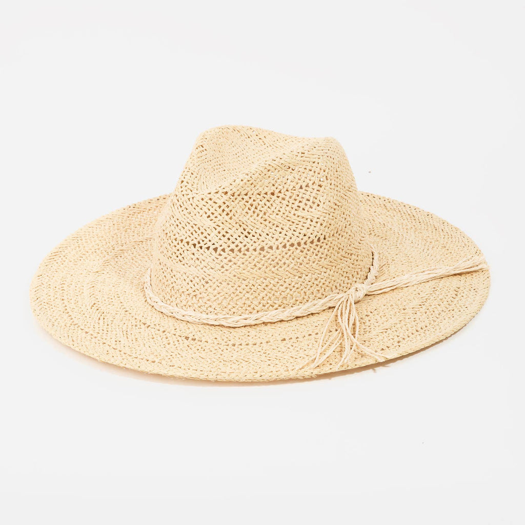 Collections by Fame Accessories - Braided Rope Band Straw Hat