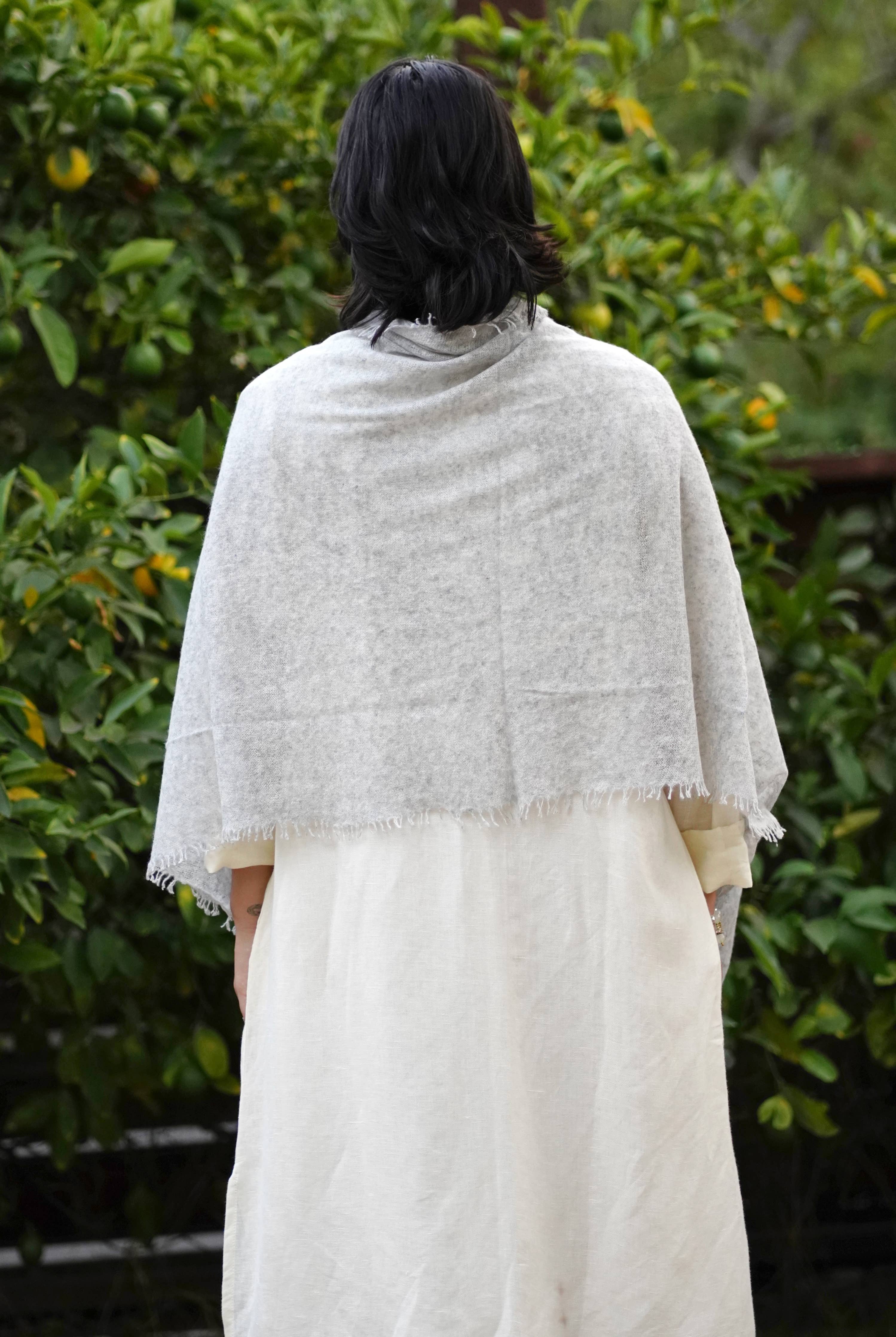 Dolma - Hand Felted Pure Cashmere Scarf Silver Grey