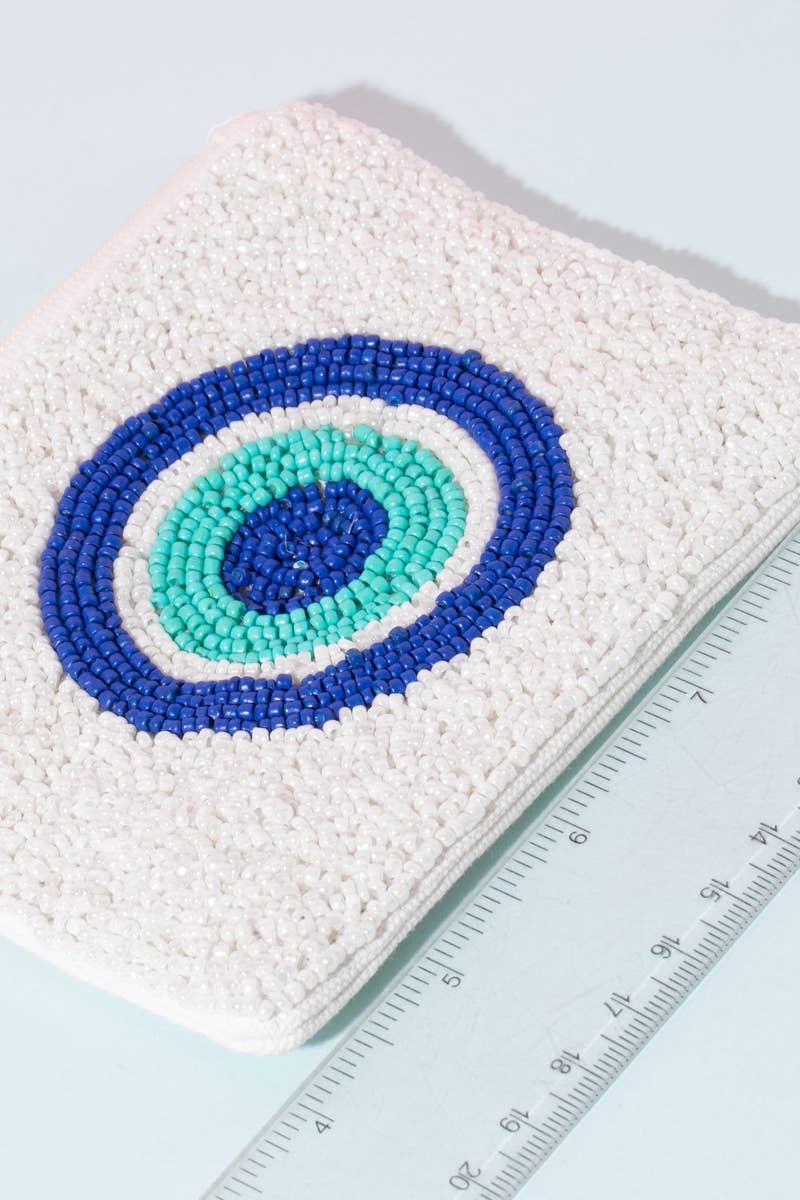 Collections by Fame Accessories - Evil Eye Ball Beaded Coin Purse