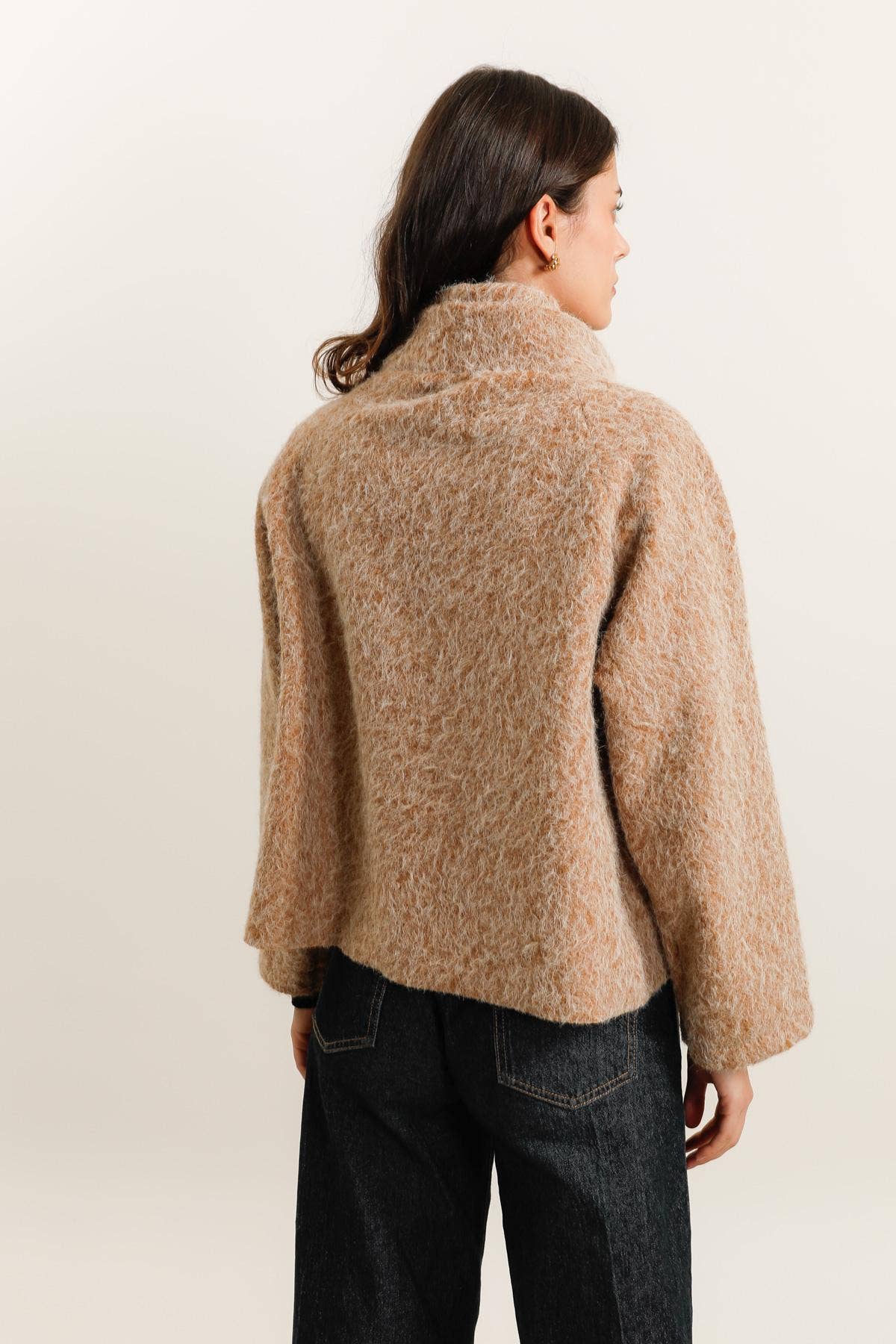 la maison des fibres naturelles - Kimono style jacket 09663 90% polyester 10% wool: Black