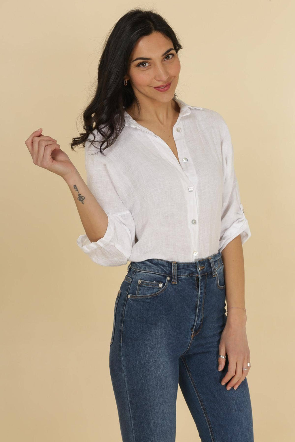 la maison des fibres naturelles - 620090u 100% linen shirt made in Italy