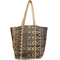 Chloe & Lex - Black Block Printed Handcrafted Jute Tote Bag