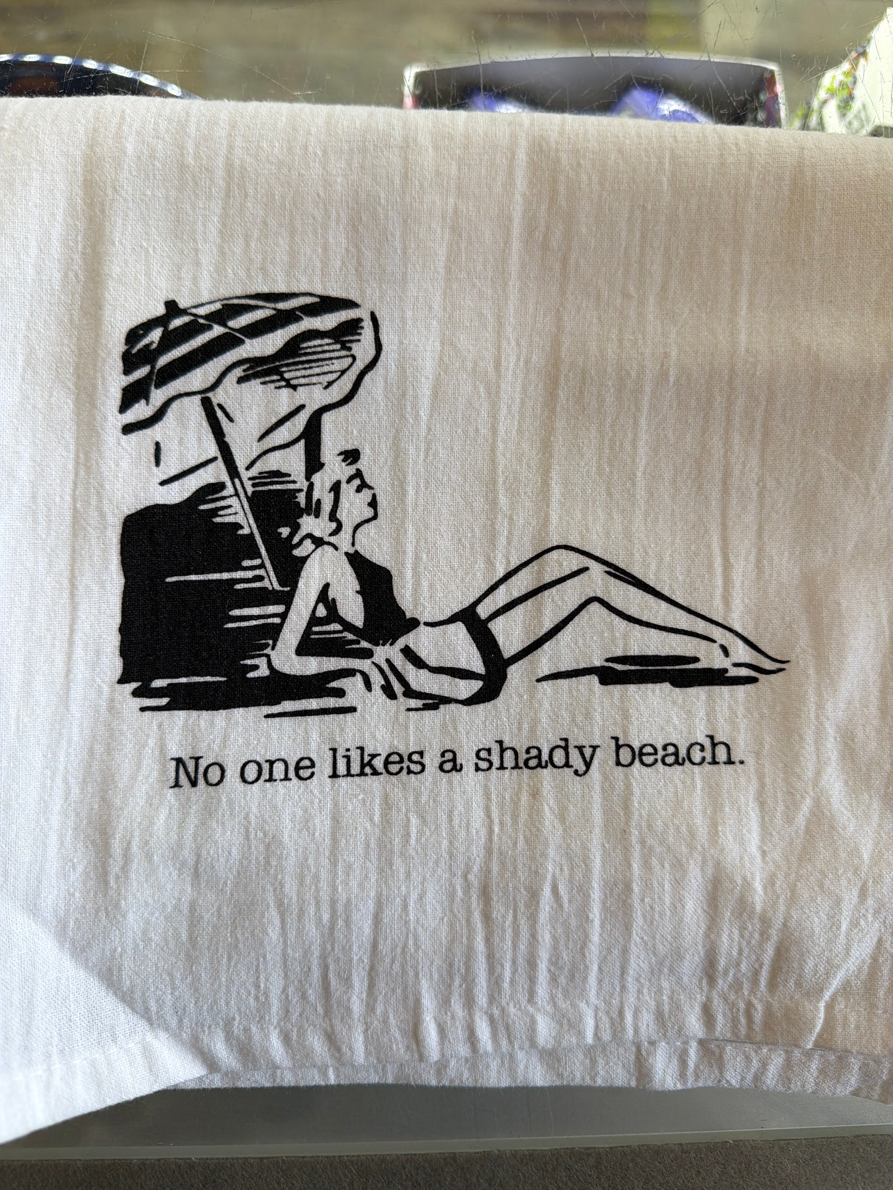 Colonial Patterns Inc. - Aunt Martha’s Dirty Laundry - No One Likes a Shady Beach Tea Towel - beaudega