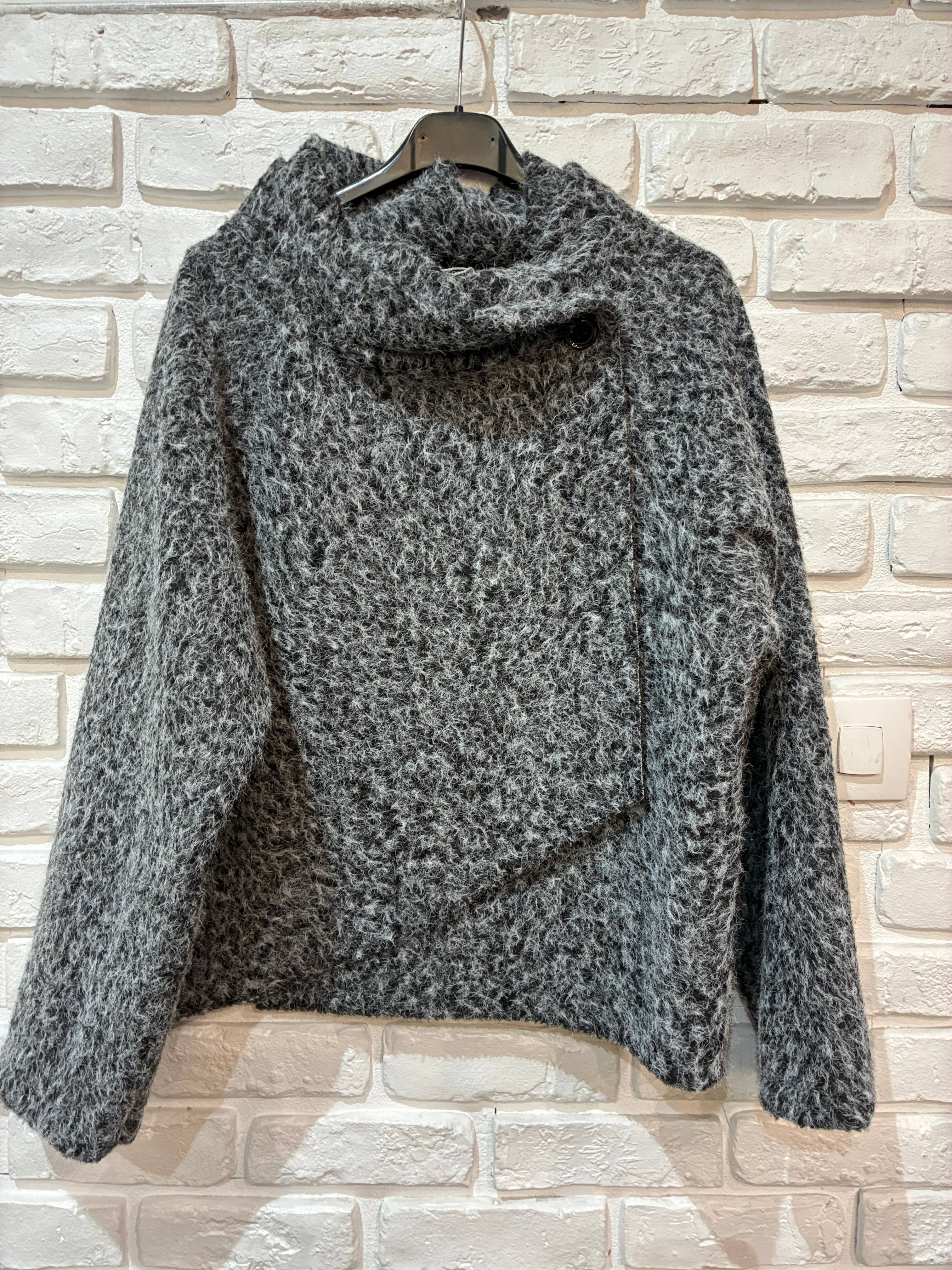 la maison des fibres naturelles - Kimono style jacket 09663 90% polyester 10% wool: Black