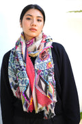 Dolma - Gul Embroidered Floral WoolScarf/Wrap 