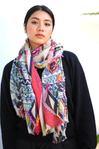 Dolma - Gul Embroidered Floral WoolScarf/Wrap 