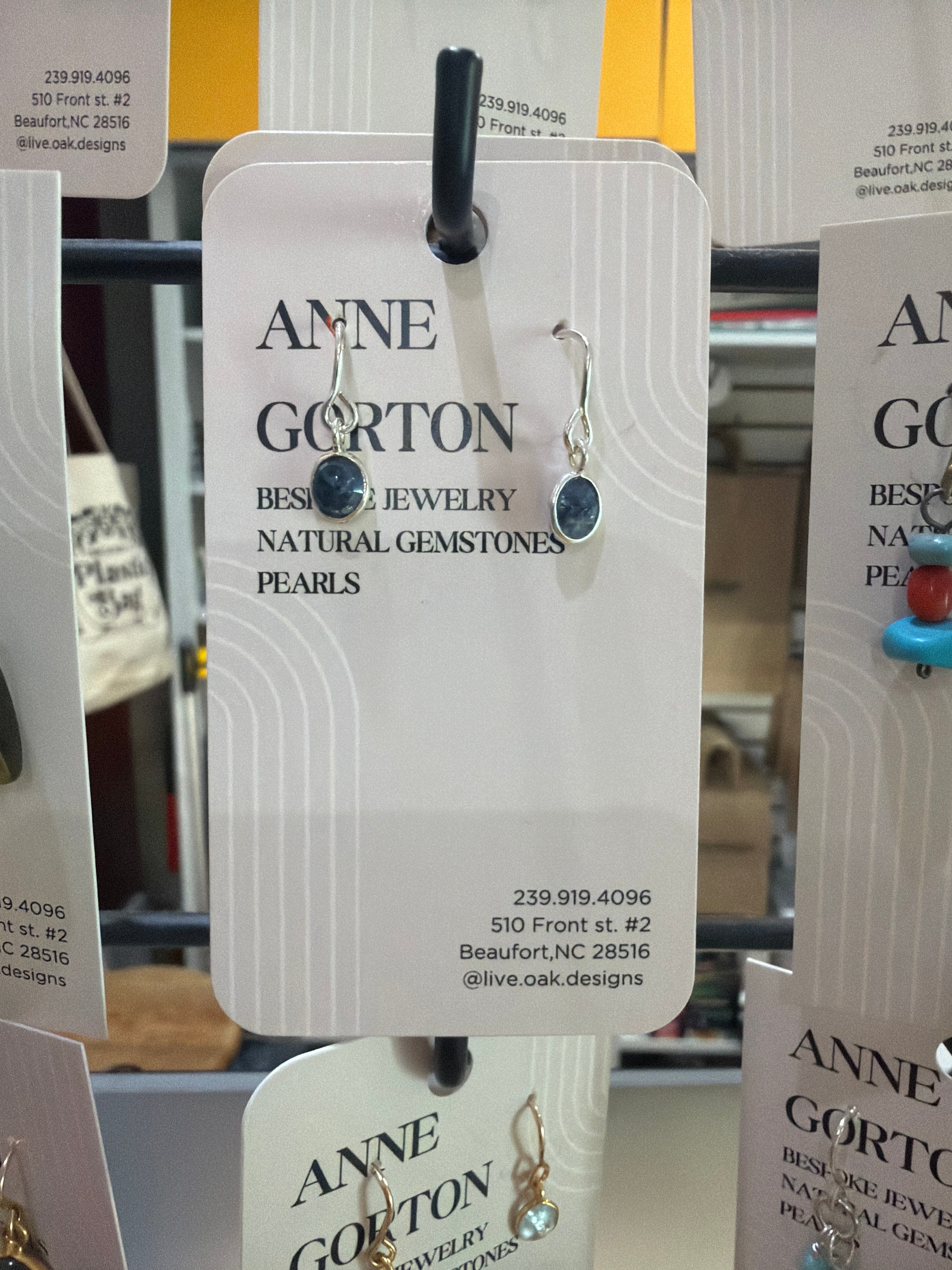 Live Oak Designs - Sapphire Silver Drop Earrings