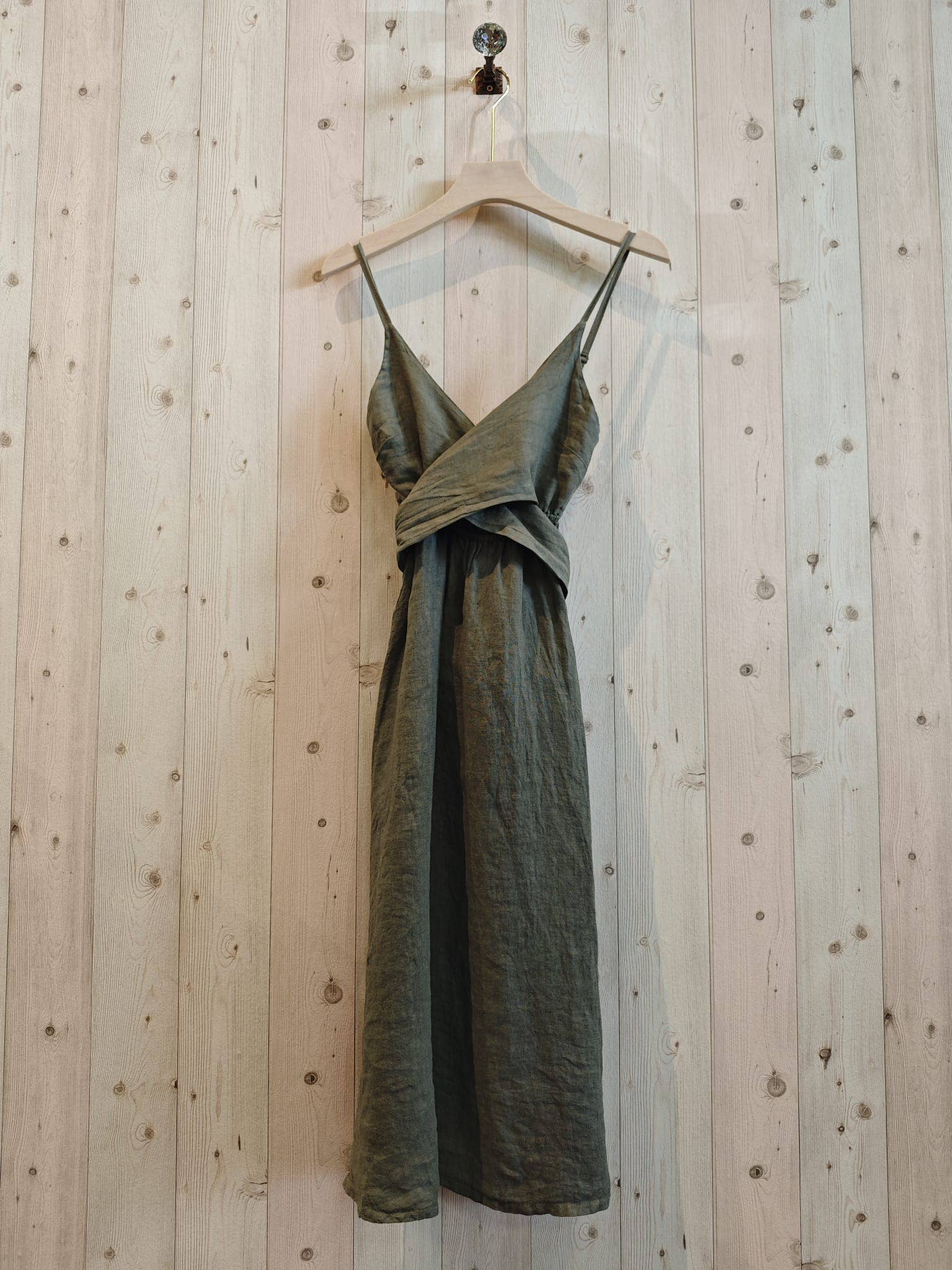 Linen & More - REF 25811 DRESS WITH CROSSED BOW 100% LINEN