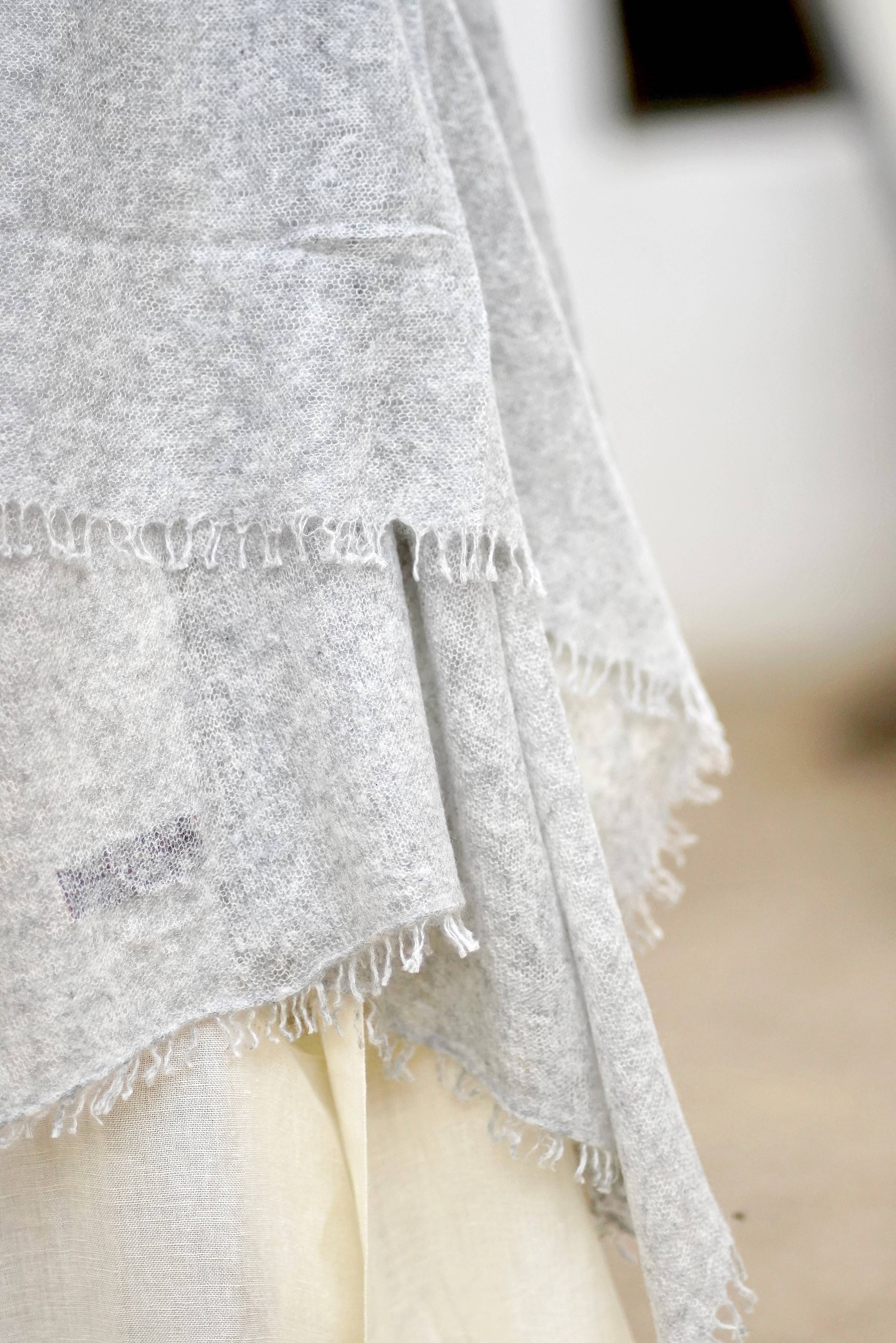 Dolma - Hand Felted Pure Cashmere Scarf Silver Grey