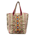 Chloe & Lex - Embroidered and Beaded Flowers Pure Jute Tote Bag