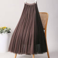 ACCITY - SOLID COLOR ELASTIC-WAIST MESH TULLE A-LINE SKIRT