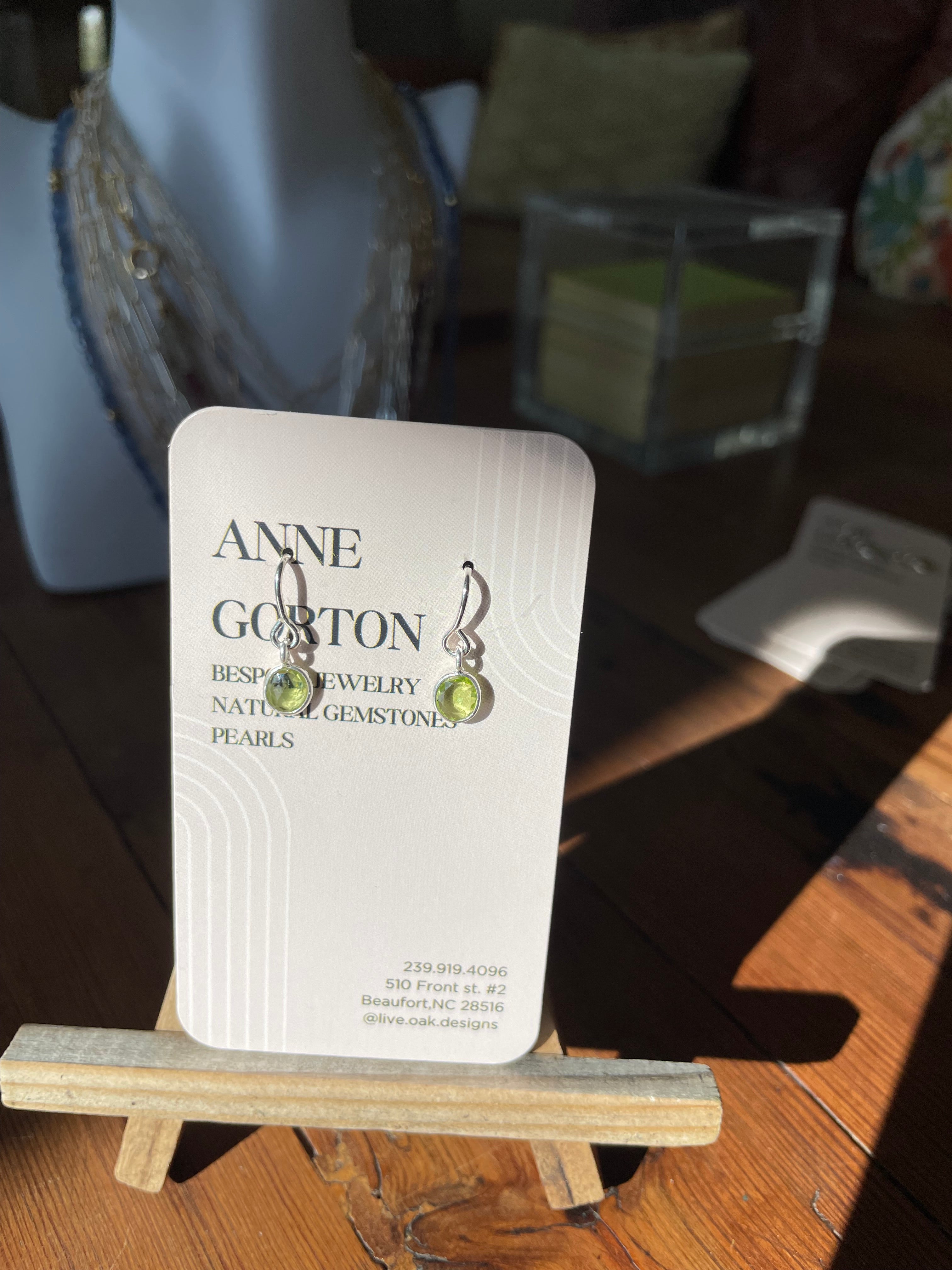 Live Oak Designs - Peridot Silver Drop Earrings