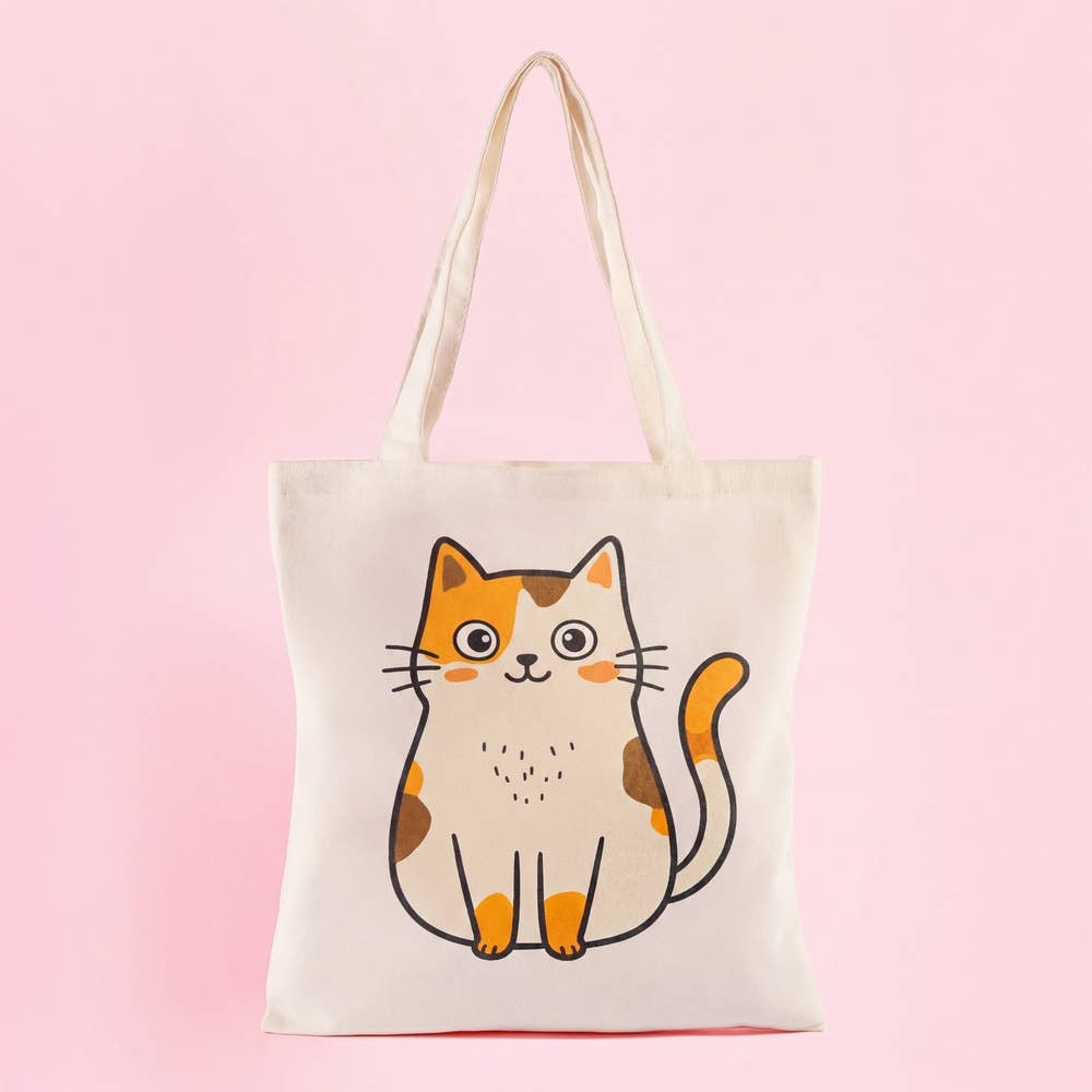 Collections by Fame Accessories - Kawaii Cat Print Canvas Tote