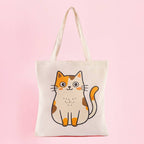 Collections by Fame Accessories - Kawaii Cat Print Canvas Tote