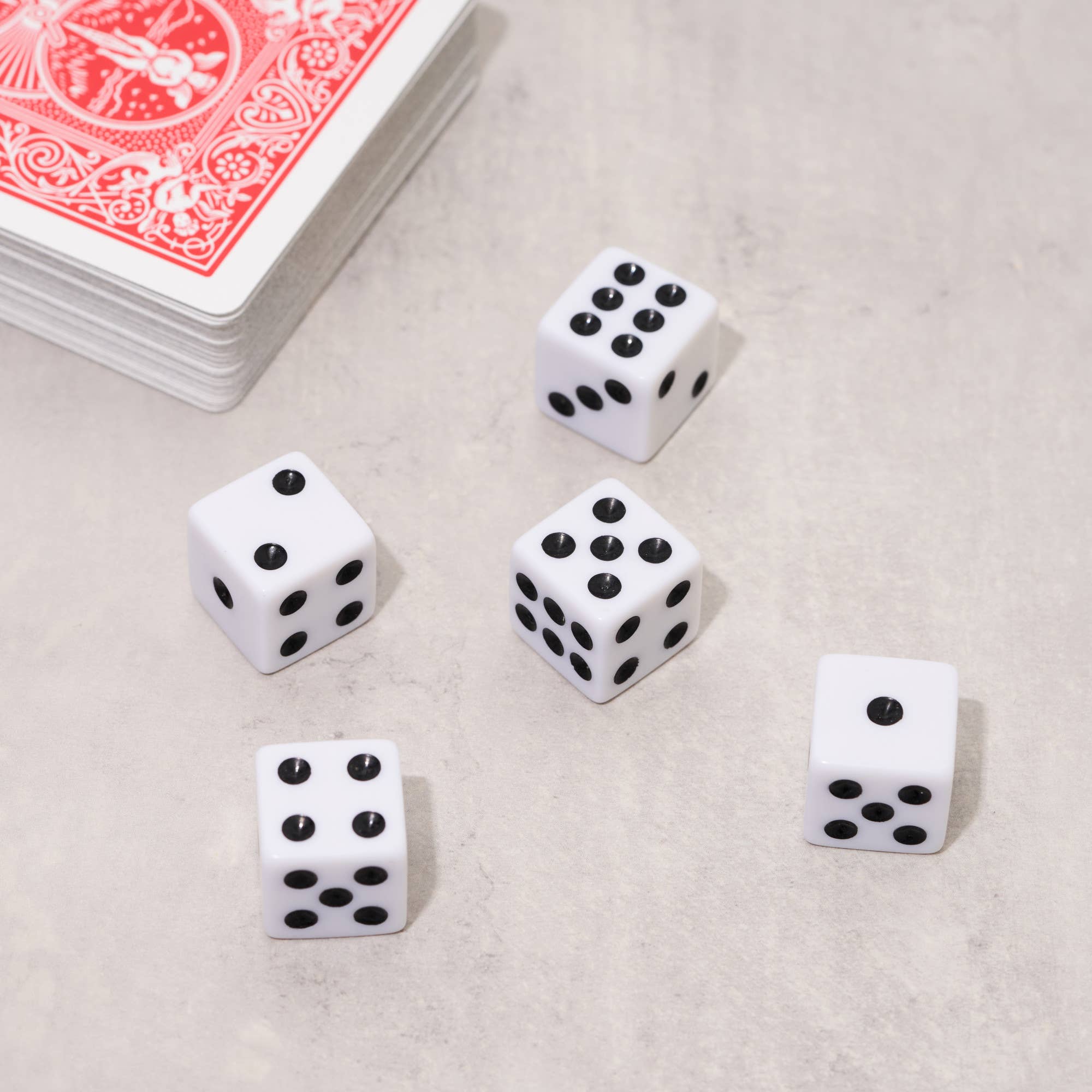 TRUE - White Party Game Playing Dice Set of 5