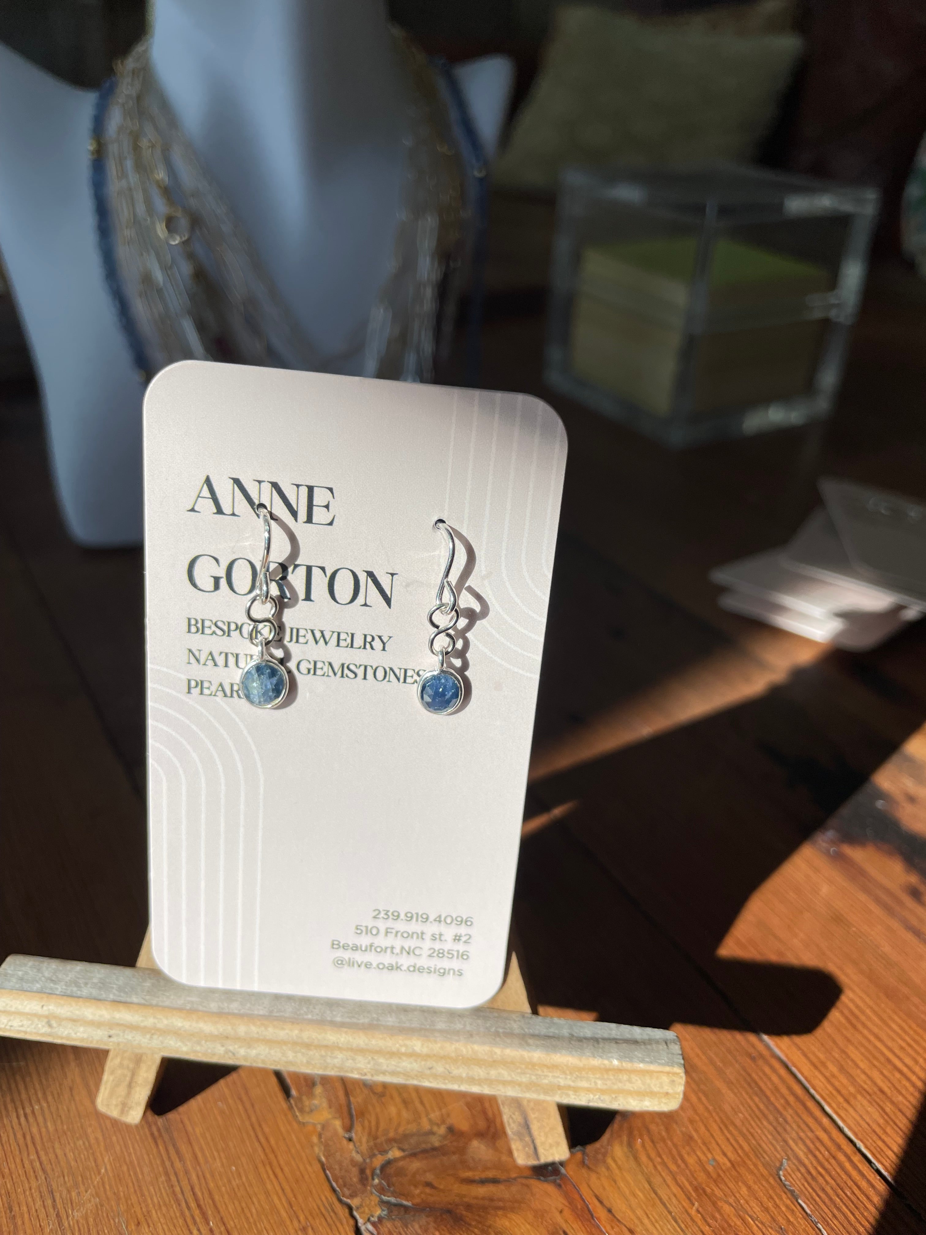 Live Oak Designs - Sapphire Silver Drop Earrings