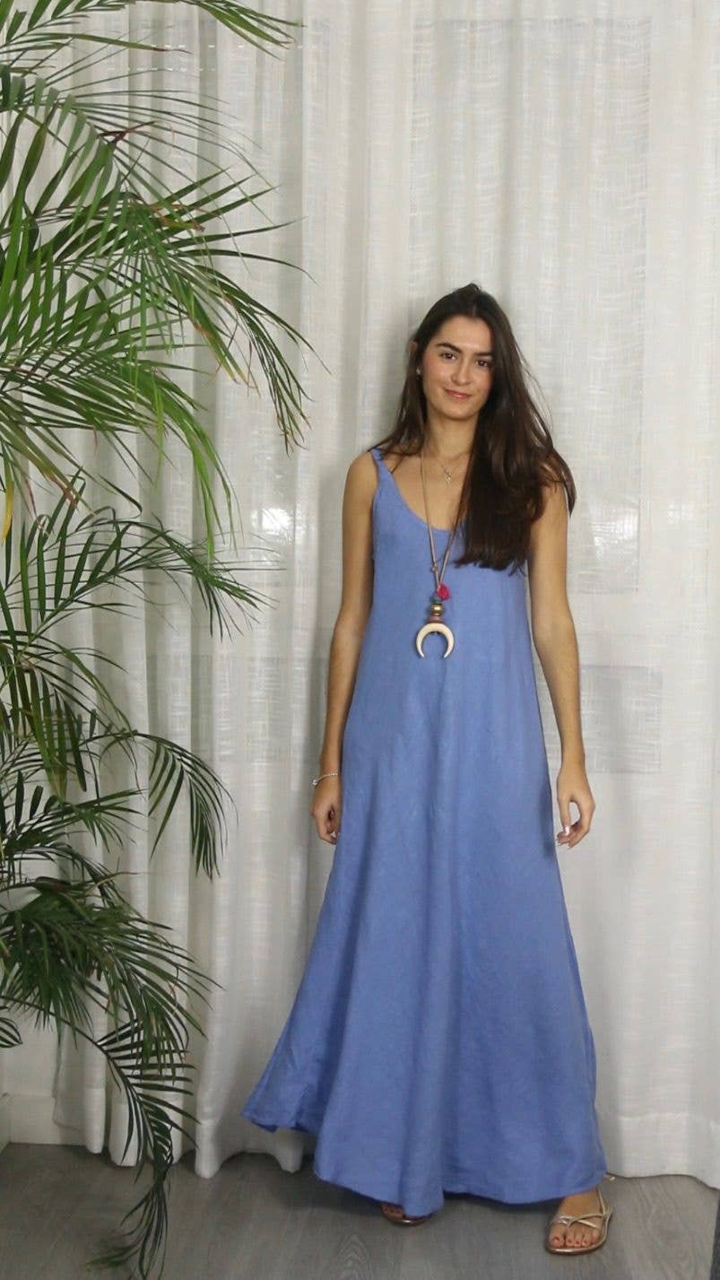 Linen & More - REF 2219 100% LINEN STRAPPY DRESS