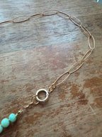 Live Oak Designs - Oval Cable Chain With Green Opal on Silk Necklace