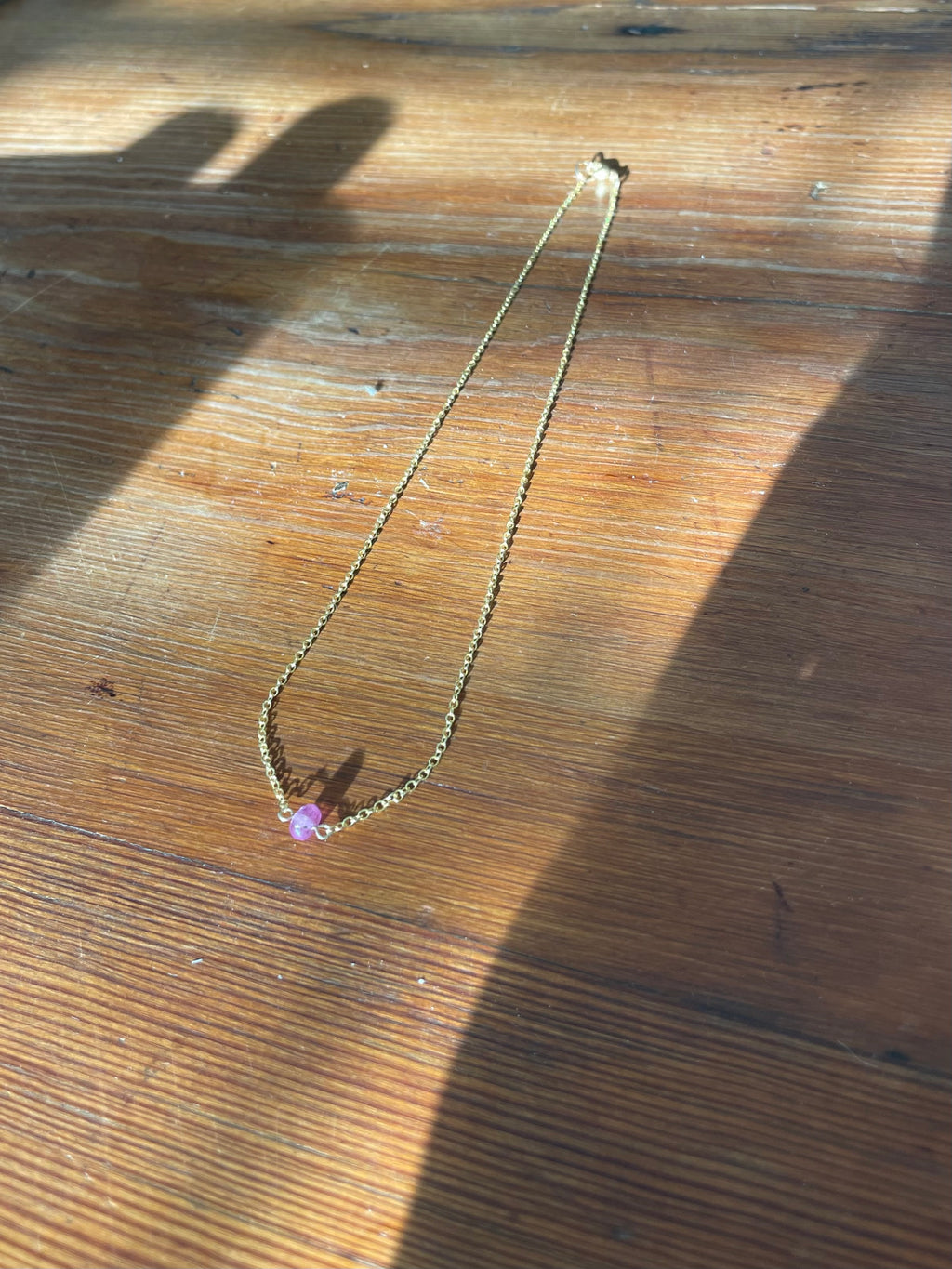 Live Oak Designs - Oval Chain With Pink Sapphire Necklace