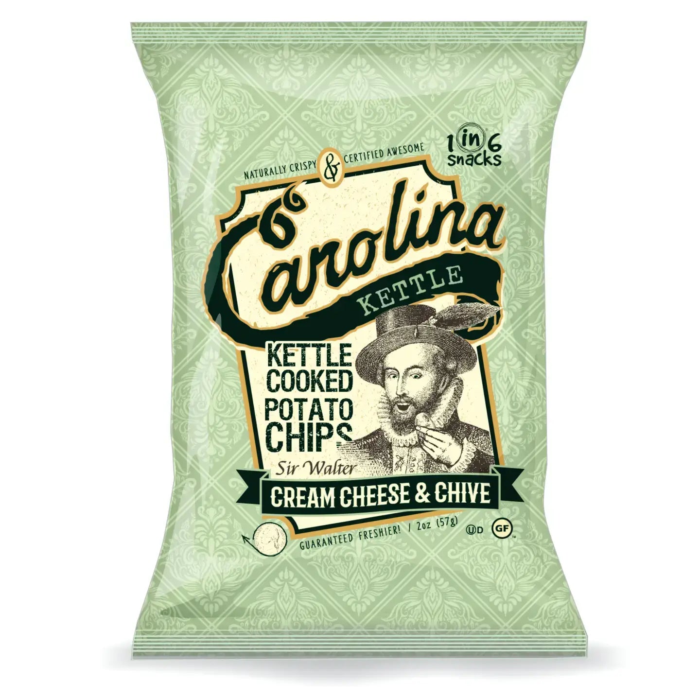 1 in 6 Snacks- Carolina Kettle chips - Cream Cheese and Chive Carolina Kettle Chip 5oz
