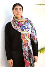 Dolma - Gul Embroidered Floral WoolScarf/Wrap 