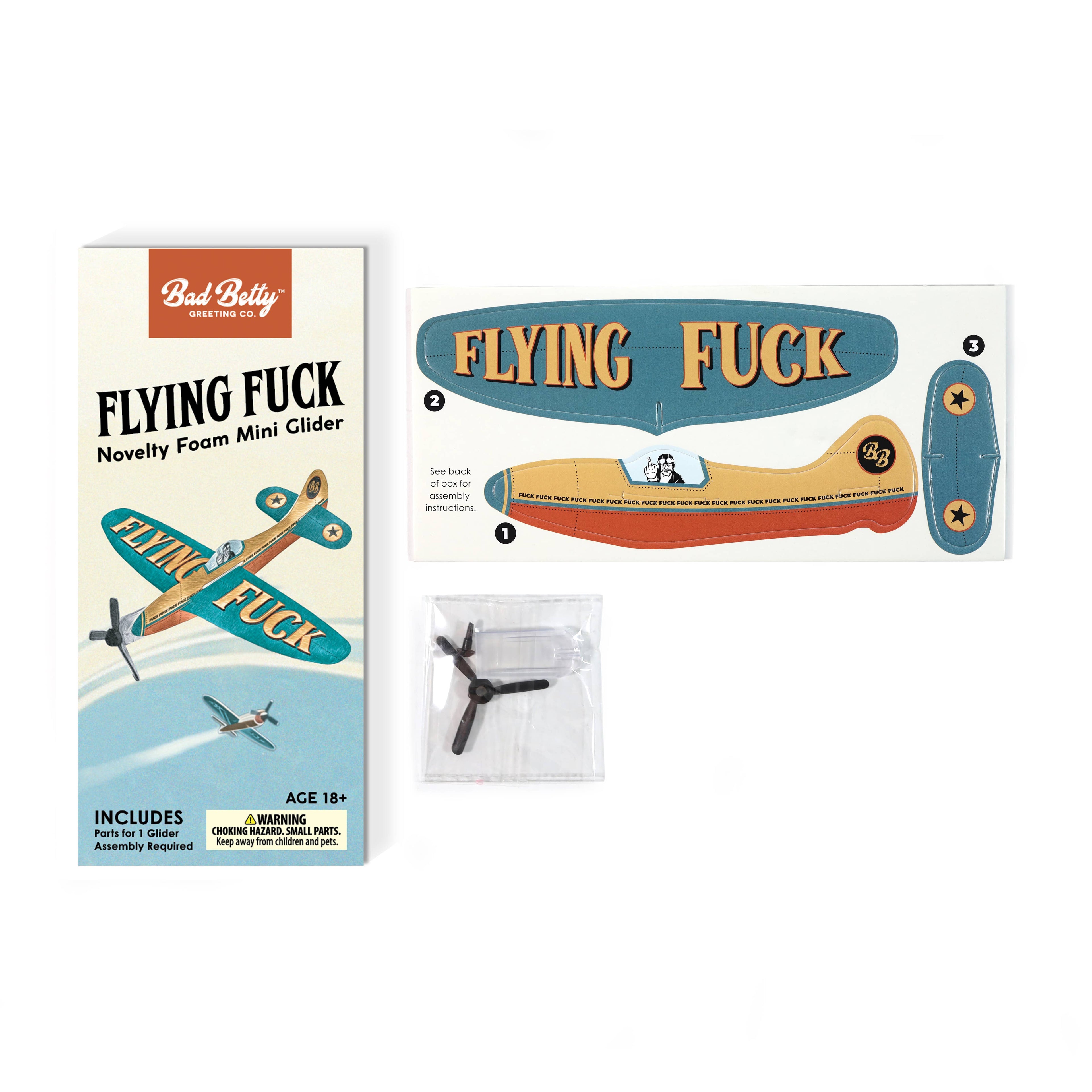 Bad Betty Greeting Co. - Novelty Toy Foam Glider Flying Fuck - Funny Gag Gift