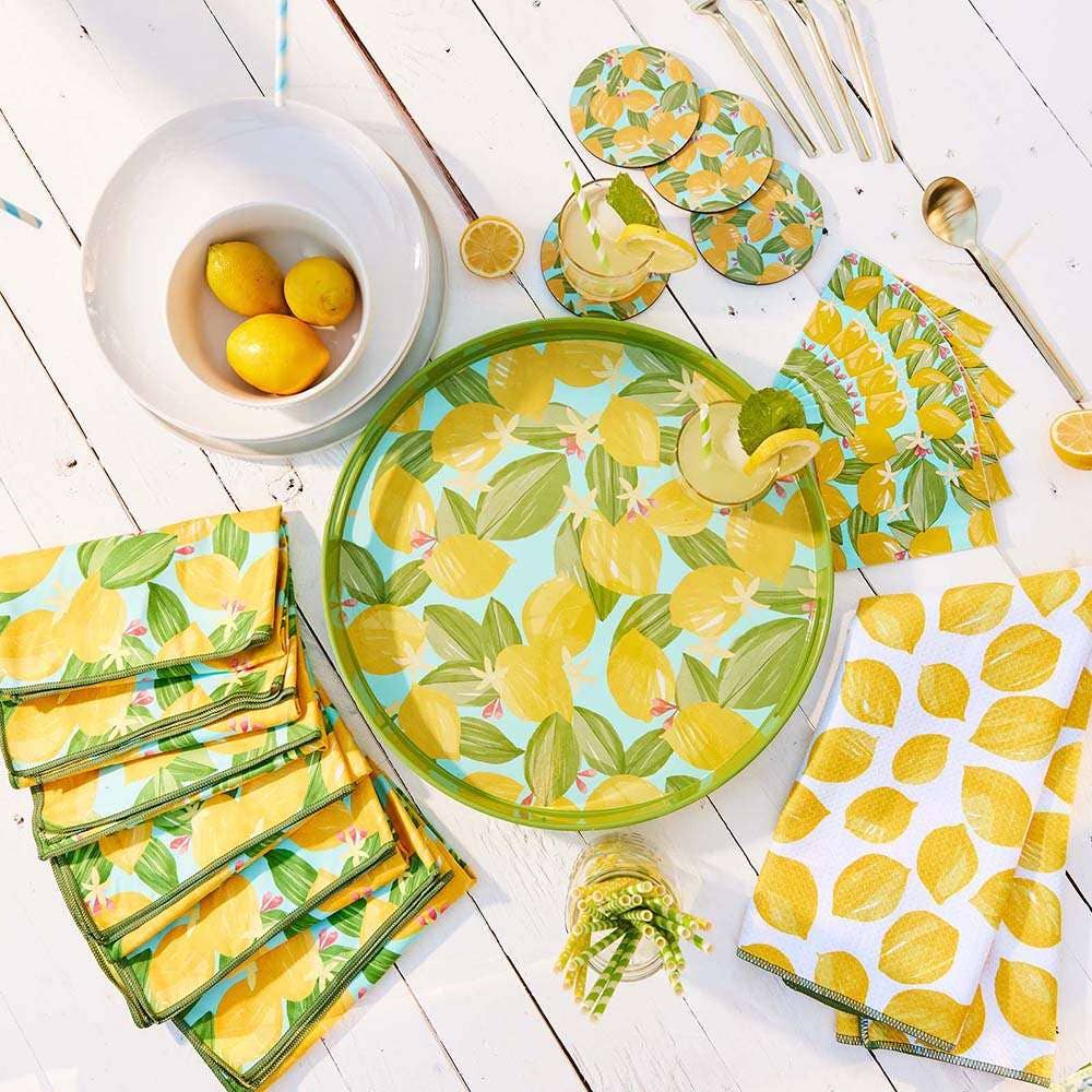 rockflowerpaper - Lemon Blossoms blu Kitchen Tea Towel