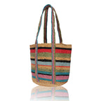Chloe & Lex - Colorful Stripes Hand-Dyed Pure Jute Tote Bag for Women