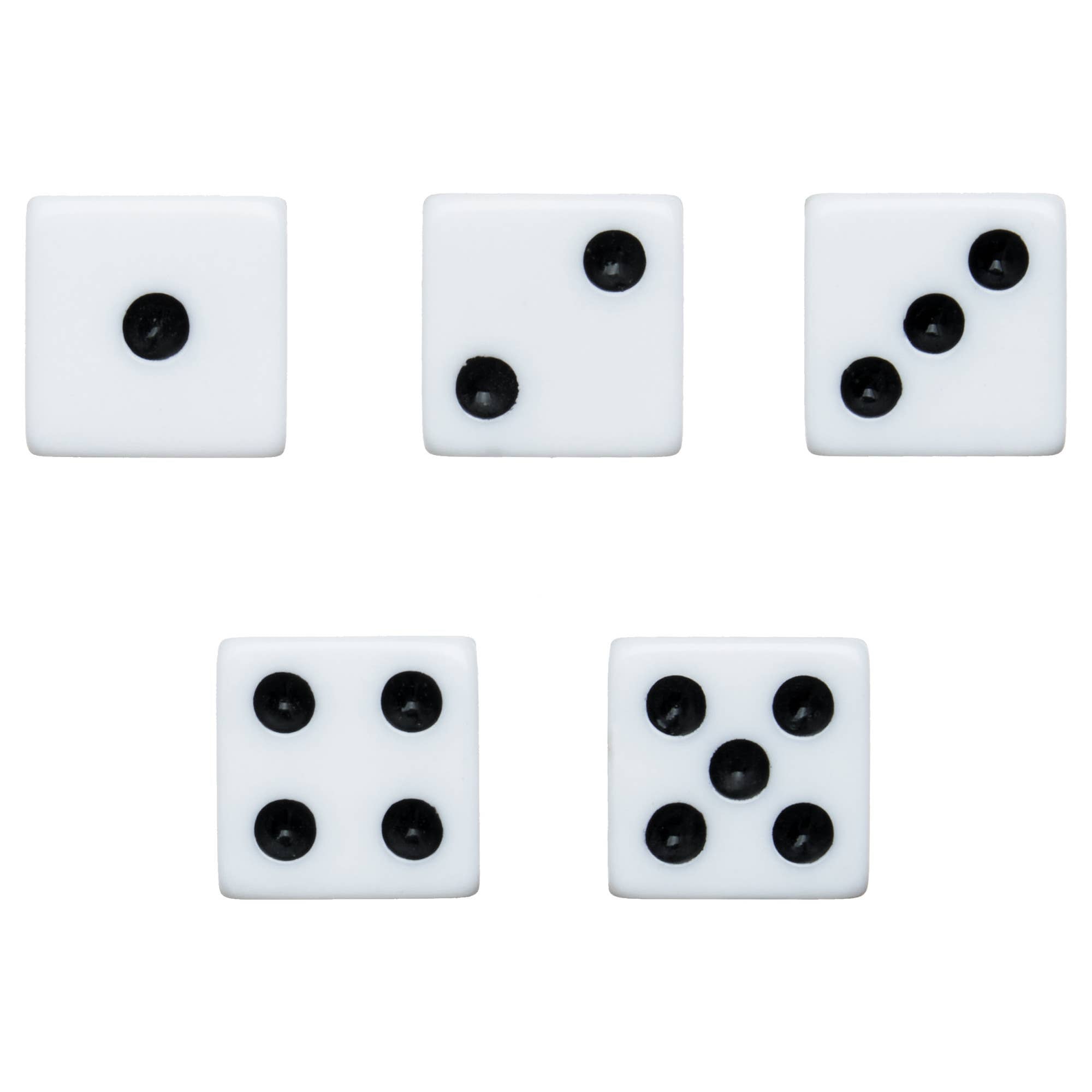 TRUE - White Party Game Playing Dice Set of 5