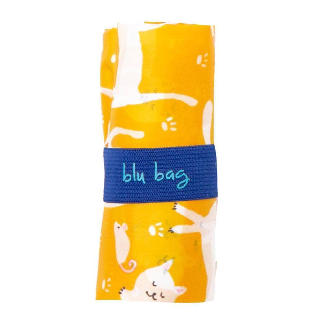 rockflowerpaper - KITTY CATS YELLOW blu Bag Reusable Shopper Tote