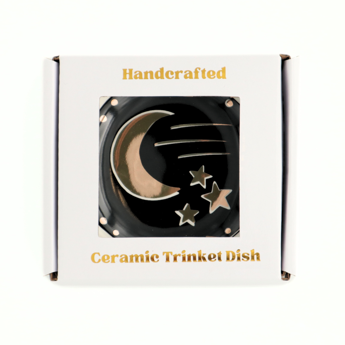 Properly Improper - Round Trinket Tray Gold Moon and Stars