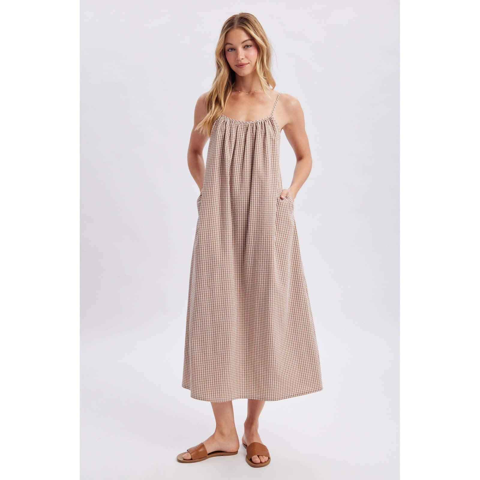 Wishlist Apparel - GINGHAM CAMI MIDI DRESS