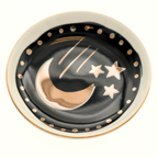 Properly Improper - Round Trinket Tray Gold Moon and Stars
