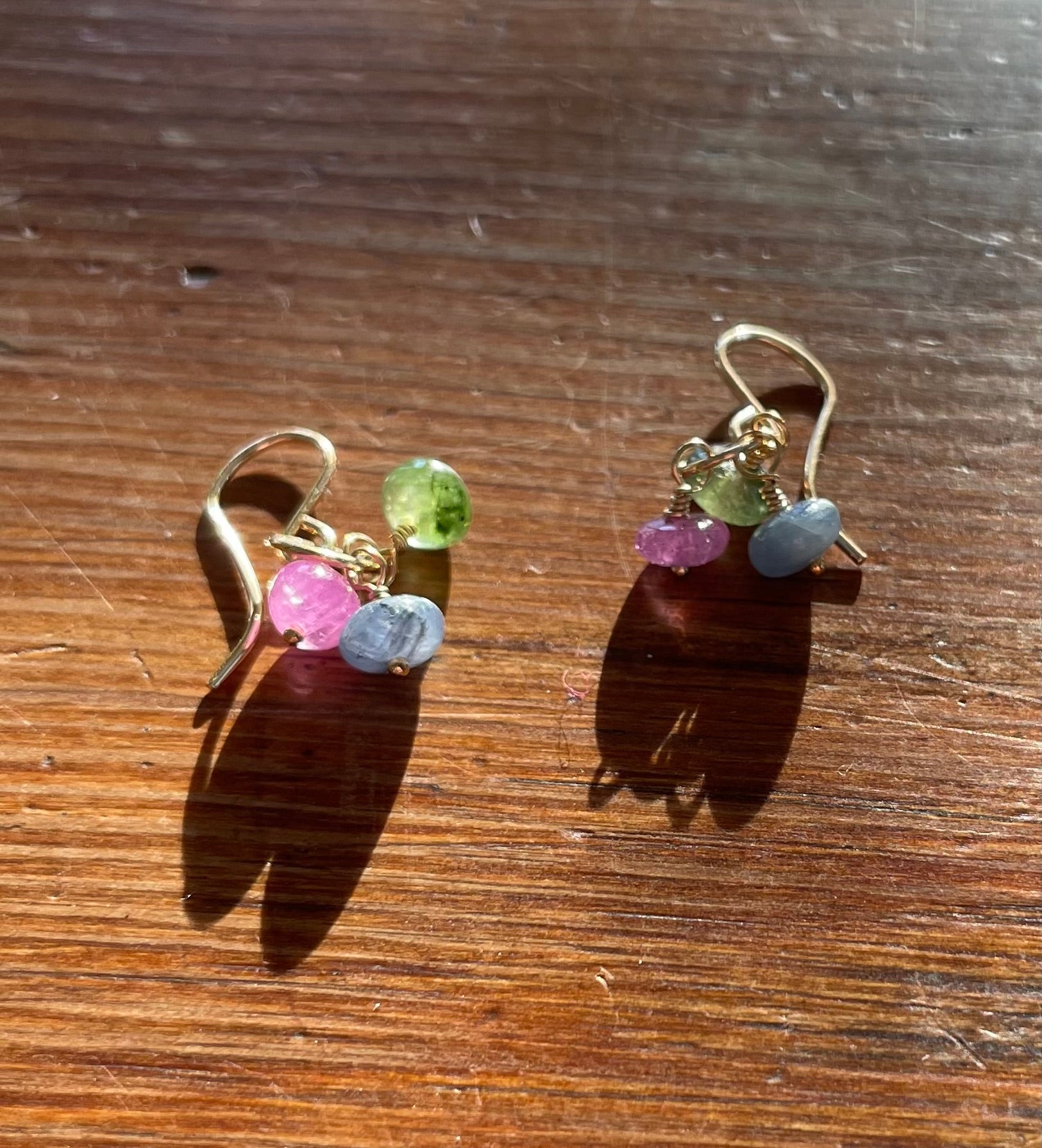 Live Oak Designs - Multicolored Sapphire Gold Drop Earrings