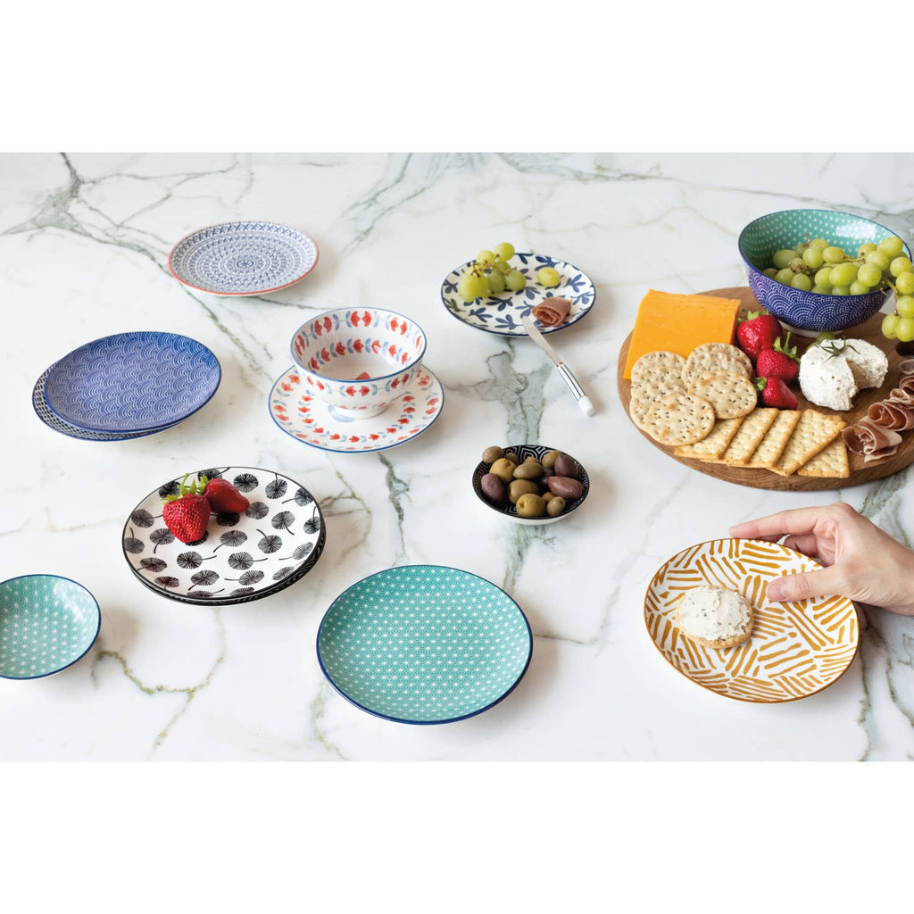Now Designs by Danica - Blue Floral Stamped Appetizer Plate 6 inch