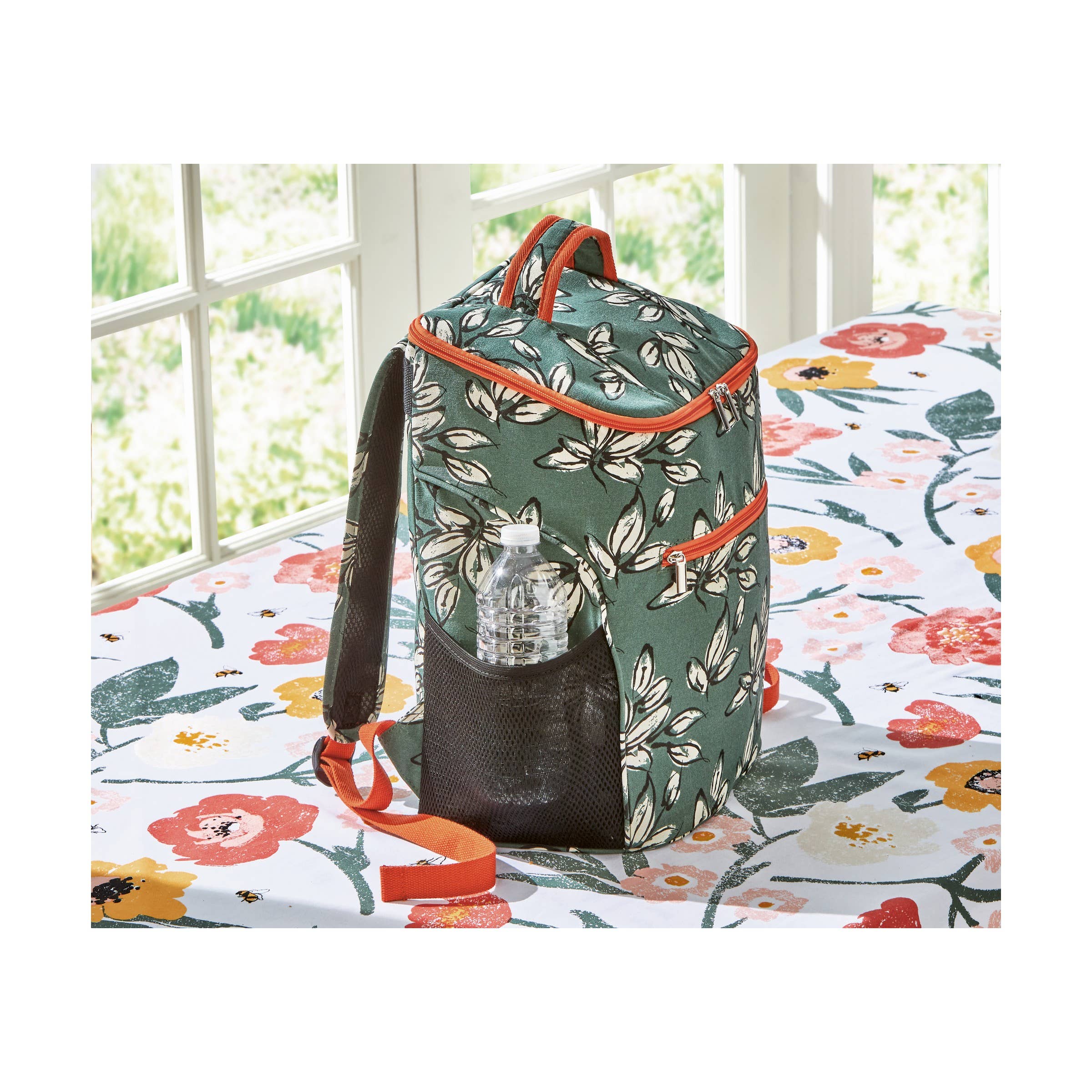 tag - Leaf Insulated Cooler Tote Green Multi Canvas Summer