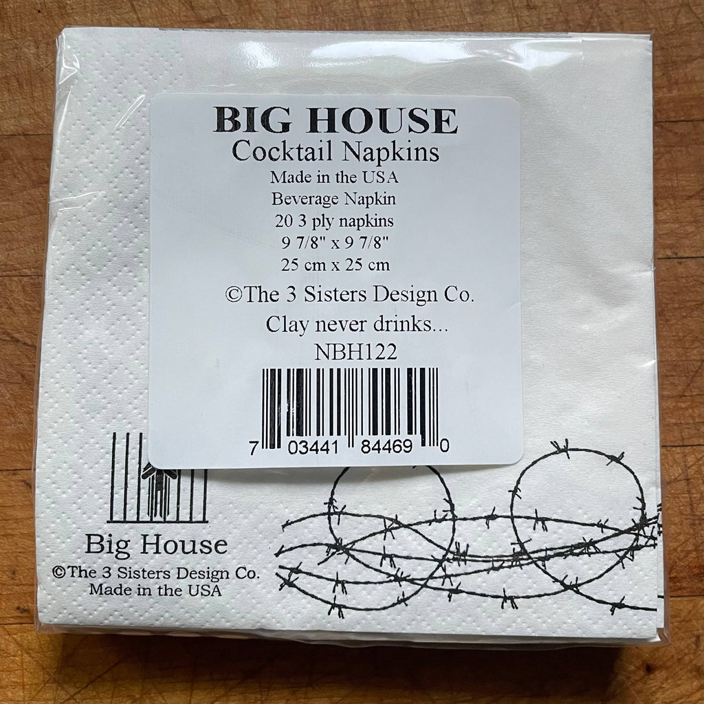 The 3 Sisters Design Co. - Big House Cocktail Napkins, Clay never drinks alone unless.. - beaudega