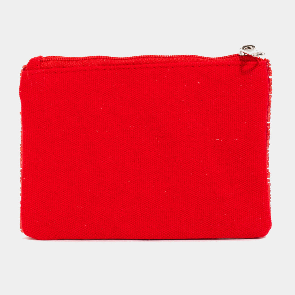 Collections by Fame Accessories - White Heart Seed Beaded Coin Purse