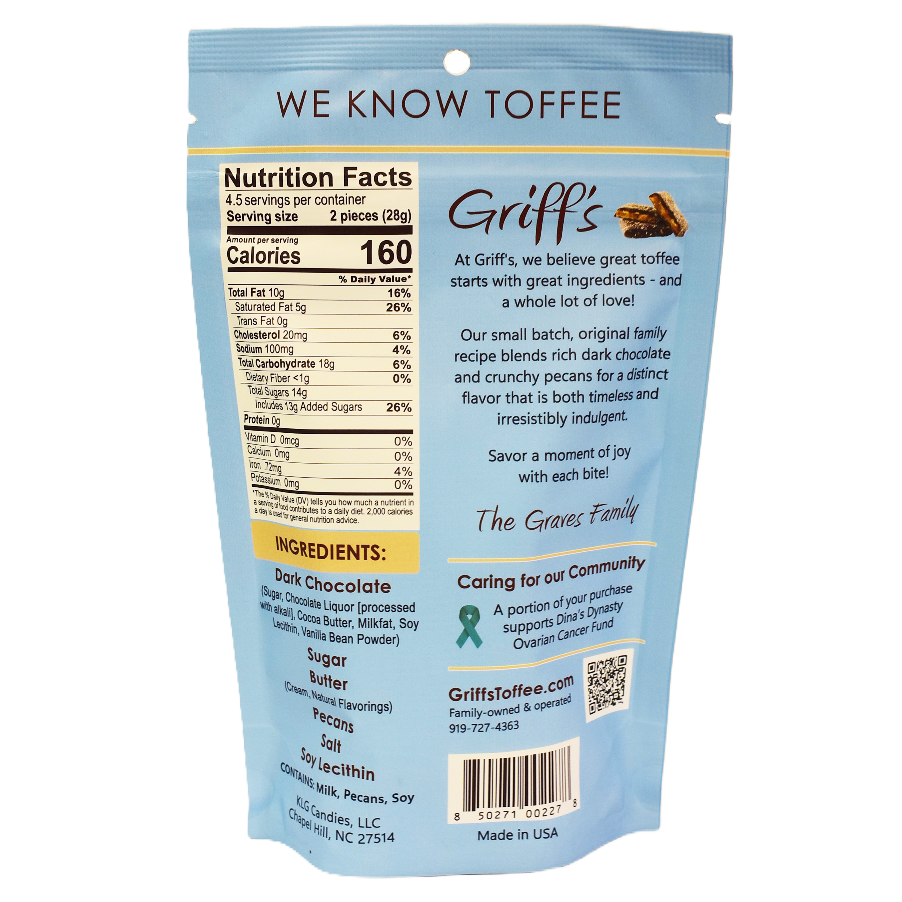 Griff's Toffee - Griff's Pecan Toffee - 4.5oz bag