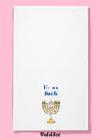 Bad Grandma Designs - Lit as Fuck Hanukkah Tea Towel