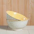 Now Designs by Danica - Dots Gray and Yellow Stamped Bowl 6 inch