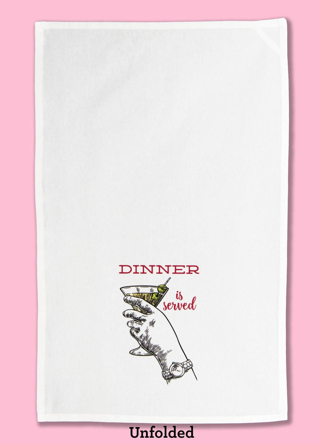 Dinner Is Served Martini Dishtowel