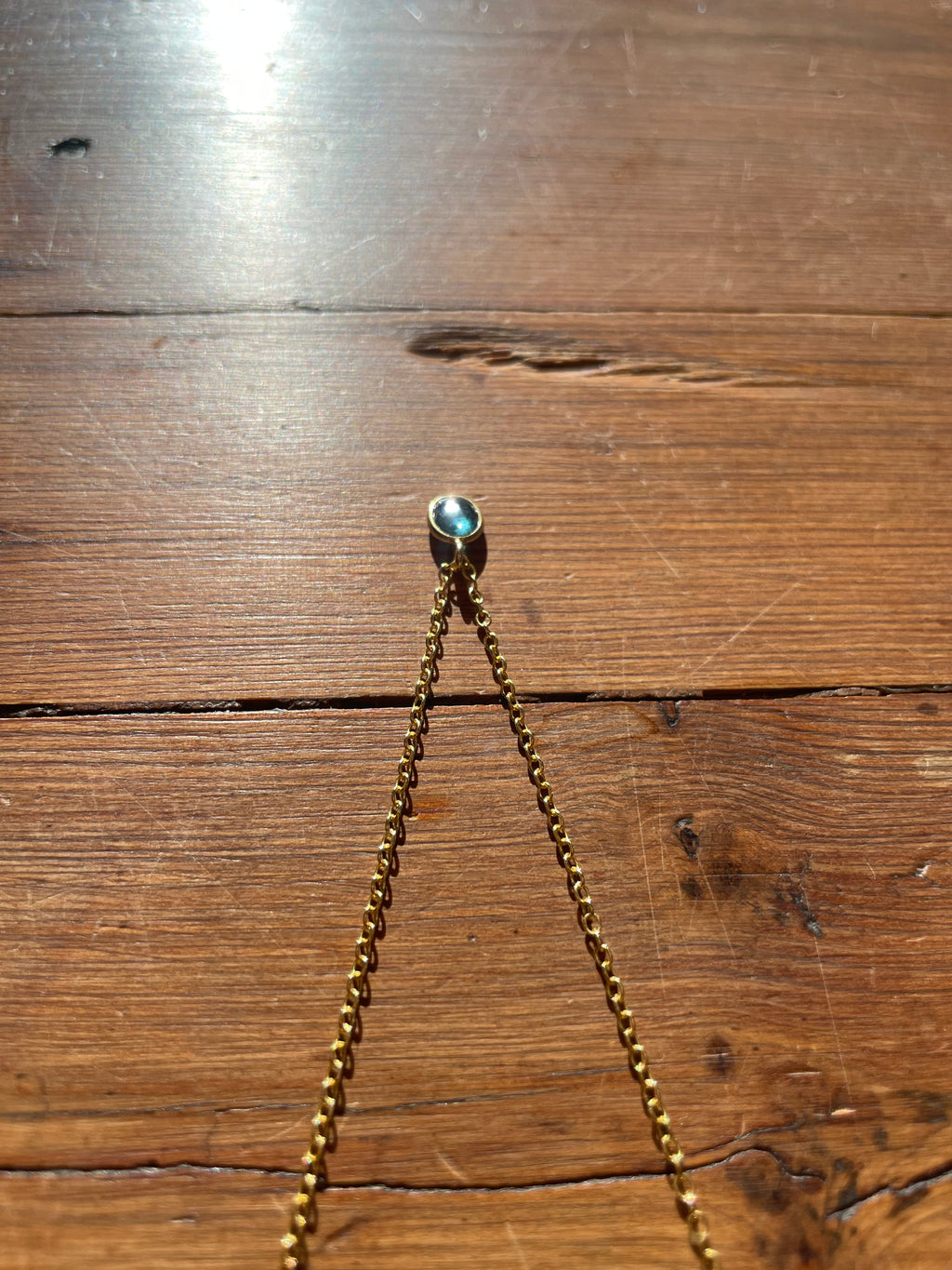 Live Oak Designs - Oval Chain With Blue Tourmaline Drop Necklace