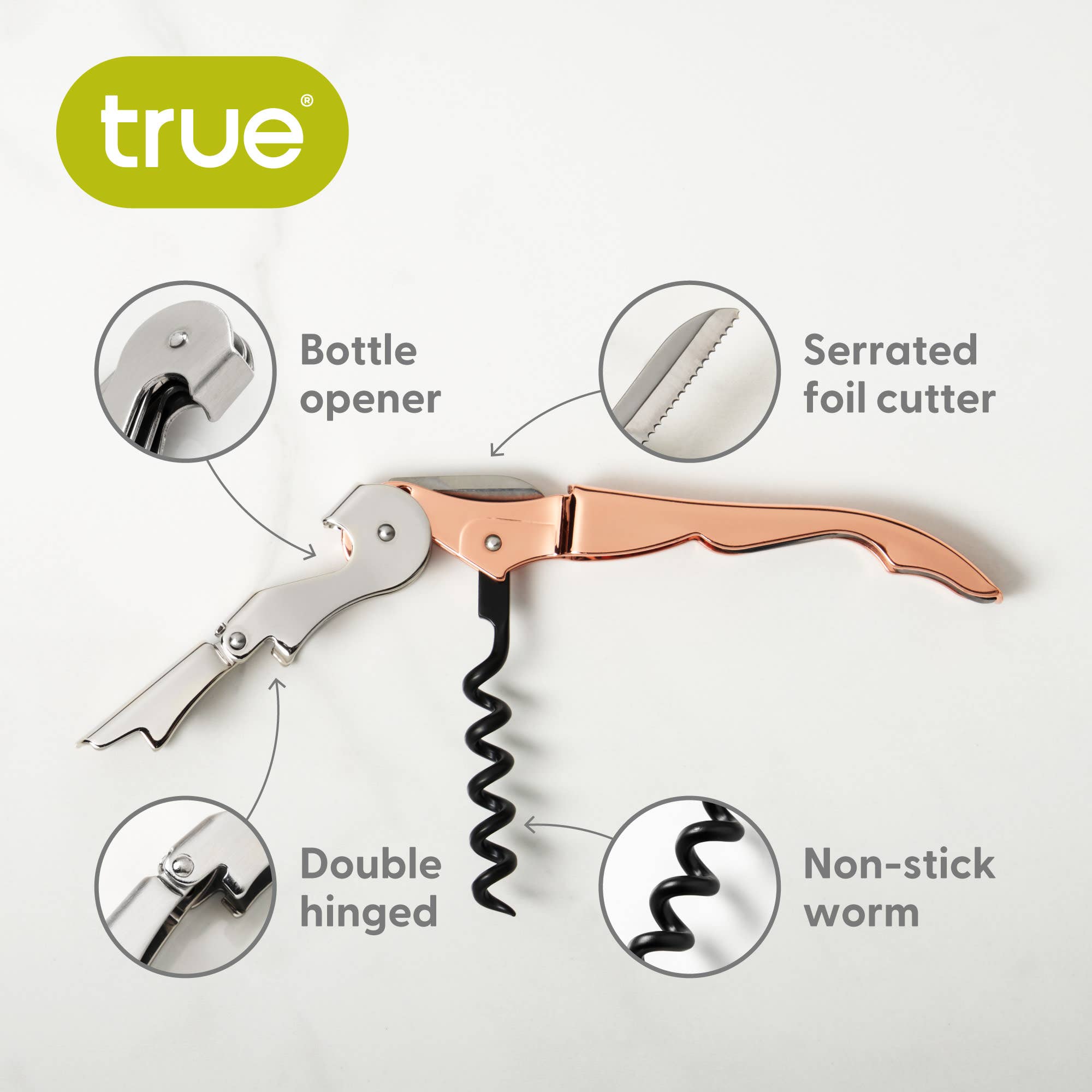 TRUE - Truetap Double-Hinged Corkscrew - ASST COLORS