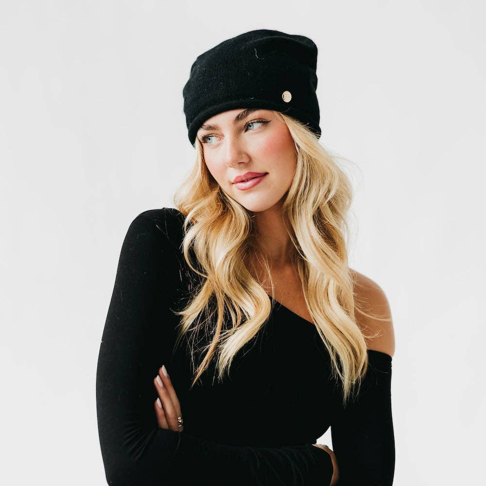Pretty Simple - Cable Rolled Edge Cashmere Beanie