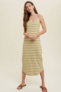 Wishlist Apparel - STRIPED KNIT MIDI DRESS WITH ROUND HEM / WL22-7026